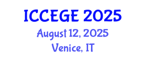 International Conference on Civil, Environmental and Geological Engineering (ICCEGE) August 12, 2025 - Venice, Italy