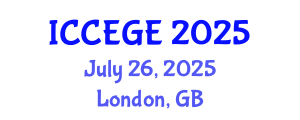 International Conference on Civil, Environmental and Geological Engineering (ICCEGE) July 26, 2025 - London, United Kingdom