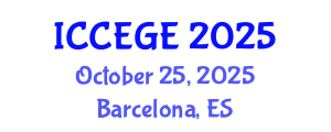 International Conference on Civil, Environmental and Geological Engineering (ICCEGE) October 25, 2025 - Barcelona, Spain