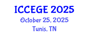 International Conference on Civil, Environmental and Geological Engineering (ICCEGE) October 25, 2025 - Tunis, Tunisia