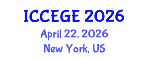 International Conference on Civil, Environmental and Geological Engineering (ICCEGE) April 22, 2026 - New York, United States