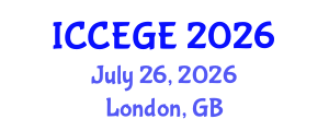 International Conference on Civil, Environmental and Geological Engineering (ICCEGE) July 26, 2026 - London, United Kingdom