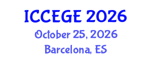 International Conference on Civil, Environmental and Geological Engineering (ICCEGE) October 25, 2026 - Barcelona, Spain