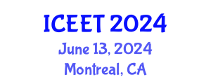 International Conference on Civil, Environmental Engineering and Technology (ICEET) June 13, 2024 - Montreal, Canada