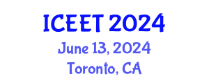 International Conference on Civil, Environmental Engineering and Technology (ICEET) June 13, 2024 - Toronto, Canada
