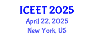 International Conference on Civil, Environmental Engineering and Technology (ICEET) April 22, 2025 - New York, United States