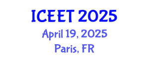 International Conference on Civil, Environmental Engineering and Technology (ICEET) April 19, 2025 - Paris, France