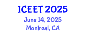 International Conference on Civil, Environmental Engineering and Technology (ICEET) June 14, 2025 - Montreal, Canada