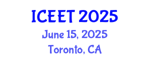 International Conference on Civil, Environmental Engineering and Technology (ICEET) June 15, 2025 - Toronto, Canada
