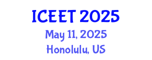 International Conference on Civil, Environmental Engineering and Technology (ICEET) May 11, 2025 - Honolulu, United States