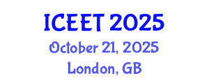 International Conference on Civil, Environmental Engineering and Technology (ICEET) October 21, 2025 - London, United Kingdom