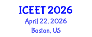 International Conference on Civil, Environmental Engineering and Technology (ICEET) April 22, 2026 - Boston, United States