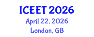 International Conference on Civil, Environmental Engineering and Technology (ICEET) April 22, 2026 - London, United Kingdom