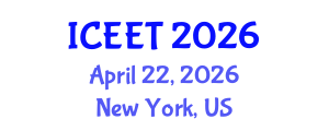 International Conference on Civil, Environmental Engineering and Technology (ICEET) April 22, 2026 - New York, United States