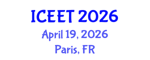 International Conference on Civil, Environmental Engineering and Technology (ICEET) April 19, 2026 - Paris, France