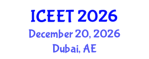International Conference on Civil, Environmental Engineering and Technology (ICEET) December 20, 2026 - Dubai, United Arab Emirates International Conference on Civil, Environmental Engineering and Technology (ICEET) December 20, 2026 - Dubai, United Arab Emirates