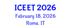 International Conference on Civil, Environmental Engineering and Technology (ICEET) February 18, 2026 - Rome, Italy