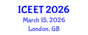International Conference on Civil, Environmental Engineering and Technology (ICEET) March 15, 2026 - London, United Kingdom