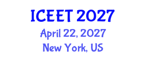 International Conference on Civil, Environmental Engineering and Technology (ICEET) April 22, 2027 - New York, United States International Conference on Civil, Environmental Engineering and Technology (ICEET) April 22, 2027 - New York, United States