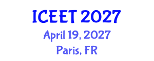International Conference on Civil, Environmental Engineering and Technology (ICEET) April 19, 2027 - Paris, France International Conference on Civil, Environmental Engineering and Technology (ICEET) April 19, 2027 - Paris, France