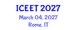International Conference on Civil, Environmental Engineering and Technology (ICEET) March 04, 2027 - Rome, Italy International Conference on Civil, Environmental Engineering and Technology (ICEET) March 04, 2027 - Rome, Italy
