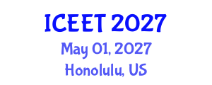 International Conference on Civil, Environmental Engineering and Technology (ICEET) May 01, 2027 - Honolulu, United States International Conference on Civil, Environmental Engineering and Technology (ICEET) May 01, 2027 - Honolulu, United States