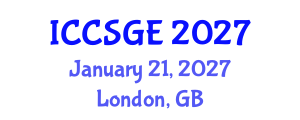 International Conference on Civil, Structural and Geoenvironmental Engineering (ICCSGE) January 21, 2027 - London, United Kingdom International Conference on Civil, Structural and Geoenvironmental Engineering (ICCSGE) January 21, 2027 - London, United Kingdom