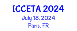 International Conference on Computer Engineering : Theory and Application (ICCETA) July 18, 2024 - Paris, France
