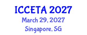 International Conference on Computer Engineering : Theory and Application (ICCETA) March 29, 2027 - Singapore, Singapore International Conference on Computer Engineering : Theory and Application (ICCETA) March 29, 2027 - Singapore, Singapore