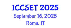 International Conference on Computer Science, Engineering and Technology (ICCSET) September 16, 2025 - Rome, Italy