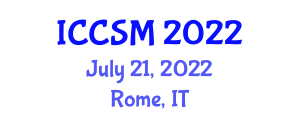 International Conference on Computer, Software and Modeling (ICCSM) July 21, 2022 - Rome, Italy