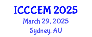 International Conference on Construction and Civil Engineering Management (ICCCEM) March 29, 2025 - Sydney, Australia