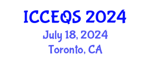 International Conference on Construction Engineering and Quantity Surveying (ICCEQS) July 18, 2024 - Toronto, Canada