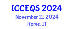 International Conference on Construction Engineering and Quantity Surveying (ICCEQS) November 11, 2024 - Rome, Italy