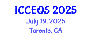 International Conference on Construction Engineering and Quantity Surveying (ICCEQS) July 19, 2025 - Toronto, Canada