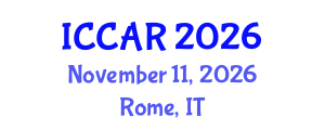 International Conference on Control, Automation and Robotics (ICCAR) November 11, 2026 - Rome, Italy International Conference on Control, Automation and Robotics (ICCAR) November 11, 2026 - Rome, Italy