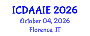 International Conference on Data and Artifical Intelligence Engineering (ICDAAIE) October 04, 2026 - Florence, Italy International Conference on Data and Artifical Intelligence Engineering (ICDAAIE) October 04, 2026 - Florence, Italy