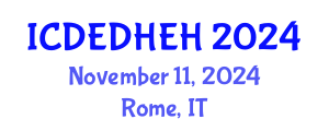 International Conference on Dental Ethics, Dental Health Education and Hygiene (ICDEDHEH) November 11, 2024 - Rome, Italy