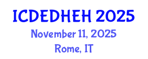 International Conference on Dental Ethics, Dental Health Education and Hygiene (ICDEDHEH) November 11, 2025 - Rome, Italy