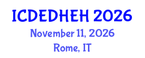 International Conference on Dental Ethics, Dental Health Education and Hygiene (ICDEDHEH) November 11, 2026 - Rome, Italy