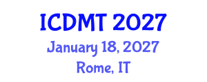 International Conference on Desalination and Membrane Technology (ICDMT) January 18, 2027 - Rome, Italy International Conference on Desalination and Membrane Technology (ICDMT) January 18, 2027 - Rome, Italy