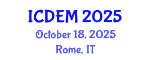 International Conference on Disaster and Emergency Management (ICDEM) October 18, 2025 - Rome, Italy