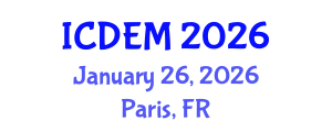 International Conference on Disaster and Emergency Management (ICDEM) January 26, 2026 - Paris, France International Conference on Disaster and Emergency Management (ICDEM) January 26, 2026 - Paris, France