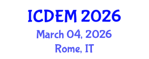 International Conference on Disaster and Emergency Management (ICDEM) March 04, 2026 - Rome, Italy