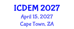 International Conference on Disaster and Emergency Management (ICDEM) April 15, 2027 - Cape Town, South Africa International Conference on Disaster and Emergency Management (ICDEM) April 15, 2027 - Cape Town, South Africa