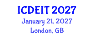 International Conference on Distance Education and Instructional Technology (ICDEIT) January 21, 2027 - London, United Kingdom International Conference on Distance Education and Instructional Technology (ICDEIT) January 21, 2027 - London, United Kingdom