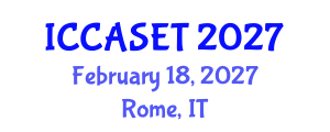 International Conference on E-commerce, E-administration, E-society, E-education and E-technology (ICCASET) February 18, 2027 - Rome, Italy International Conference on E-commerce, E-administration, E-society, E-education and E-technology (ICCASET) February 18, 2027 - Rome, Italy