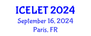 International Conference on e-Learning and e-Teaching (ICELET) September 16, 2024 - Paris, France
