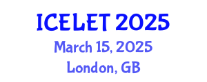 International Conference on e-Learning and e-Teaching (ICELET) March 15, 2025 - London, United Kingdom