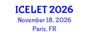 International Conference on e-Learning and e-Teaching (ICELET) November 18, 2026 - Paris, France